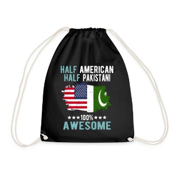 Half American Half Pakistani - Drawstring Bag - black - Front