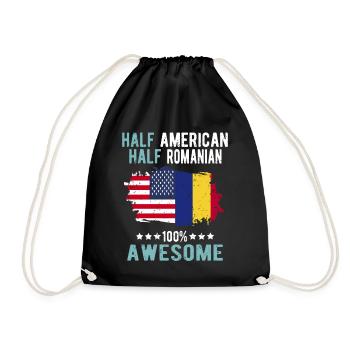 Halb Amerikaner Halb Rumäne - Turnbeutel - Schwarz - Vorne