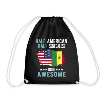 Half American Half Senegalese - Drawstring Bag - black - Front
