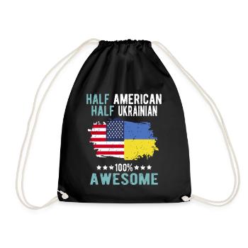 Halb Amerikaner Halb Ukrainer - Turnbeutel - Schwarz - Vorne