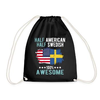 Halb Amerikaner Halb Schwede - Turnbeutel - Schwarz - Vorne