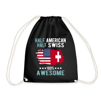 Half American Half Swiss - Drawstring Bag - black - Front