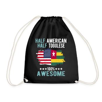 Half American Half Tongolese - Drawstring Bag - black - Front