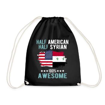 Half American, half Syrian - Drawstring Bag - black - Front