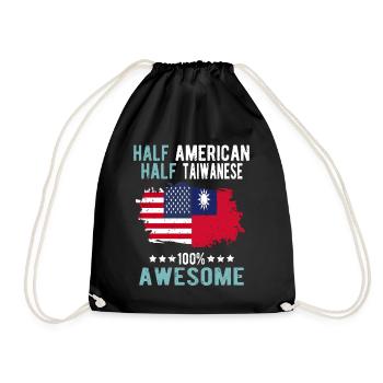 Half American Half Taiwanese - Drawstring Bag - black - Front