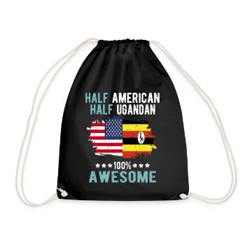 Half American Half Ugandan - Drawstring Bag - black - Front