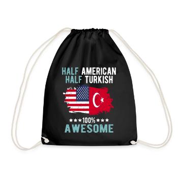 Half American Half Turk - Drawstring Bag - black - Front