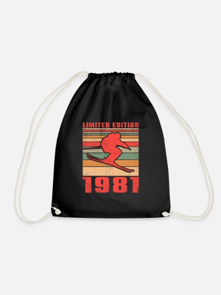 Ski Winter sports Skier birthday 1981 - Drawstring Bag - black