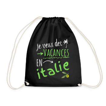 je veux des vacances en Italie - Sac de sport léger - noir - Devant