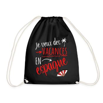 je veux des vacances en Espagne - Sac de sport léger - noir - Devant