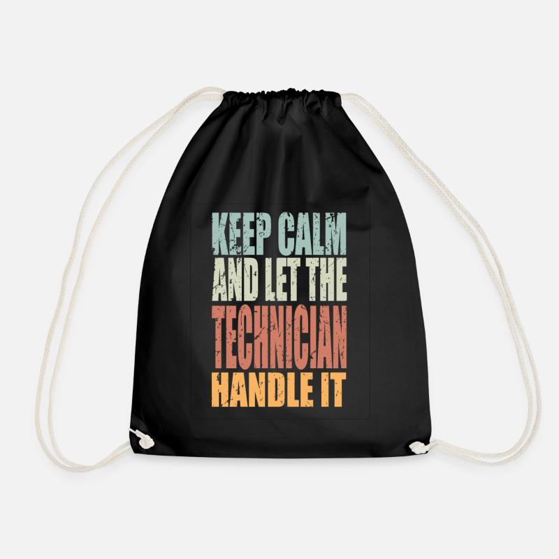 Keep Calm Techniker Spruch Techniker Geschenk - Turnbeutel - Schwarz