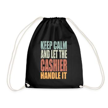 Keep Calm Kassierer Spruch Kassierer Geschenk - Turnbeutel - Schwarz - Vorne