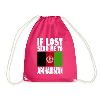 Afghanistan Flag Slogan - Drawstring Bag - fuchsia - Front