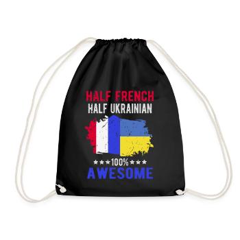 Half French Half Ukrainian - Drawstring Bag - black - Front