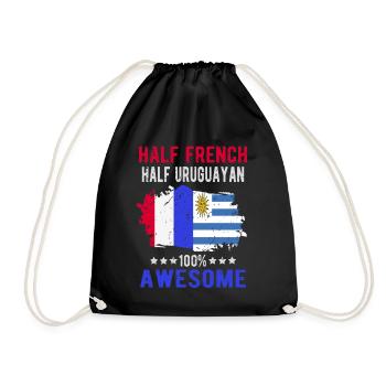 Half French Half Uruguayan - Drawstring Bag - black - Front