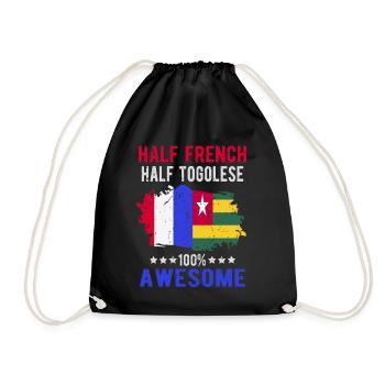 Half French Half Tongolese - Drawstring Bag - black - Front