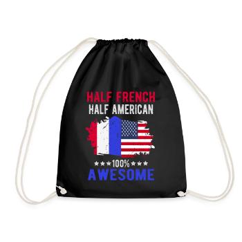 Halb Franzose Halb Amerikaner - Turnbeutel - Schwarz - Vorne