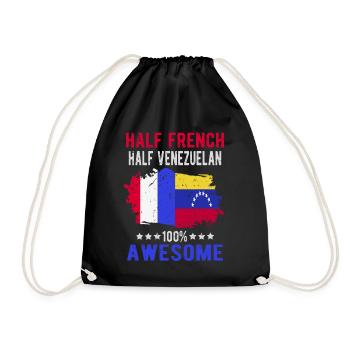 Half French Half Venezuelan - Drawstring Bag - black - Front
