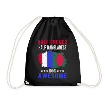 Half French Half Bangladeshi - Drawstring Bag - black - Front