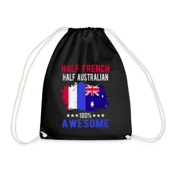 Halb Franzose Halb Australier - Turnbeutel - Schwarz - Vorne