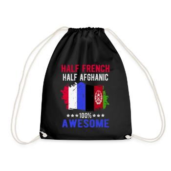 Half French Half Afghan - Drawstring Bag - black - Front