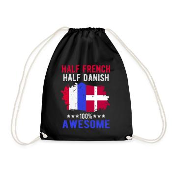 Half French Half Dane - Drawstring Bag - black - Front