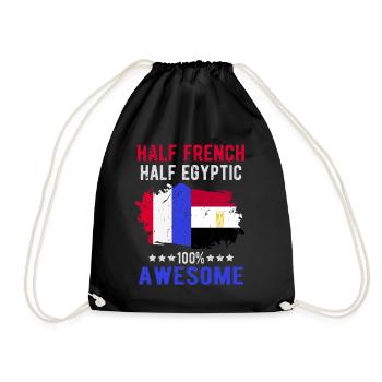 Half French Half Egyptian - Drawstring Bag - black - Front