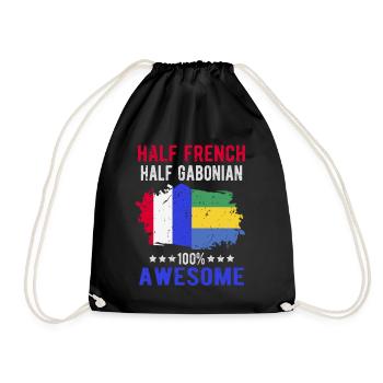 Half French Half Gabonese - Drawstring Bag - black - Front