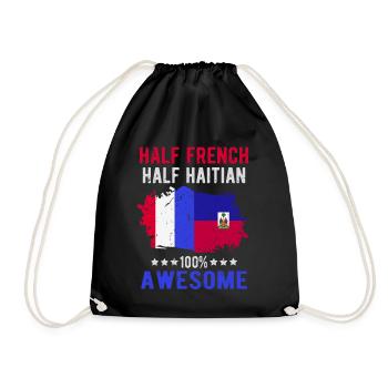 Half French Half Haitian - Drawstring Bag - black - Front