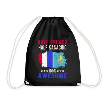 Half French Half Kazakh - Drawstring Bag - black - Front