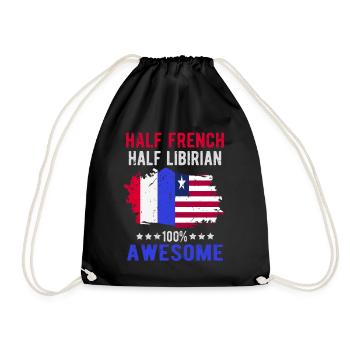 Half French Half Libyan - Drawstring Bag - black - Front