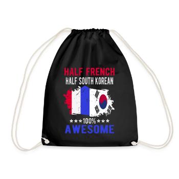 Moitié Français moitié sud-coréen - Sac de sport léger - noir - Devant