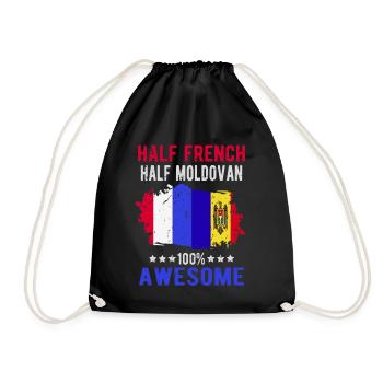 Half French Half Moldovan - Drawstring Bag - black - Front
