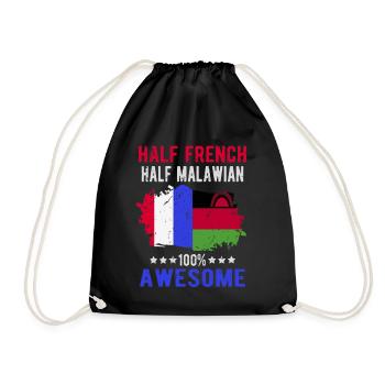 Half French Half Malawi - Drawstring Bag - black - Front