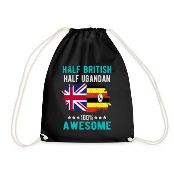 Half British Half Ugandan - Drawstring Bag - black - Front