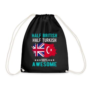 Half British Half Turk - Drawstring Bag - black - Front