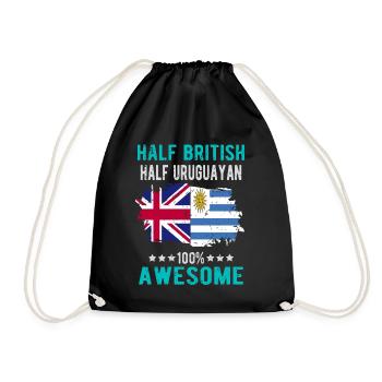 Half British Half Uruguayan - Drawstring Bag - black - Front