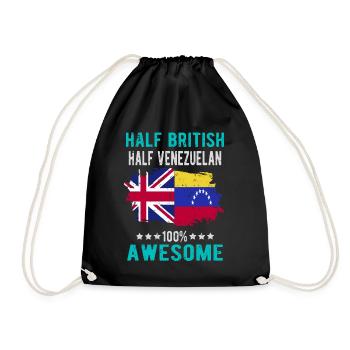 Half British Half Venezuelan - Drawstring Bag - black - Front