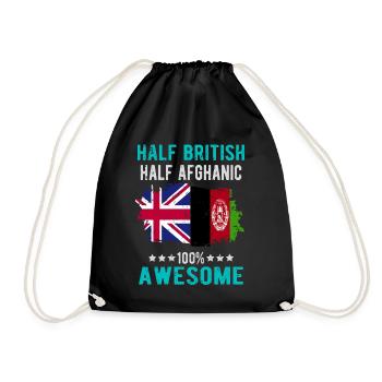Half British Half Afghan - Drawstring Bag - black - Front