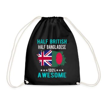 Half British Half Bangladeshi - Drawstring Bag - black - Front