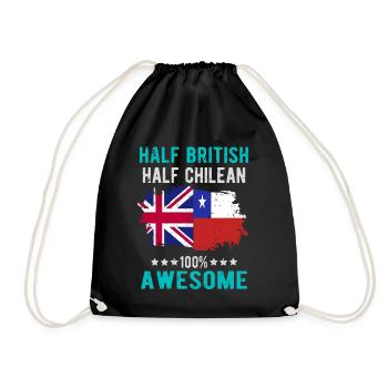 Half British Half Chilean - Drawstring Bag - black - Front