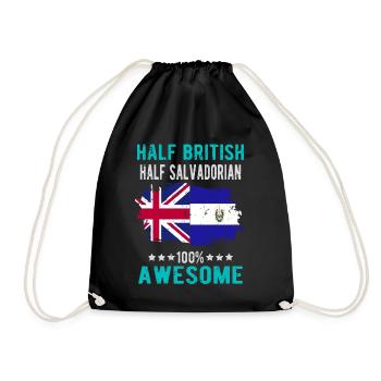 Half British Half Salvadoran - Drawstring Bag - black - Front