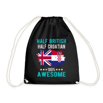 Half British Half Croat - Drawstring Bag - black - Front