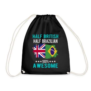 Half British Half Brazilian - Drawstring Bag - black - Front