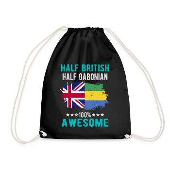 Half British Half Gabonese - Drawstring Bag - black - Front