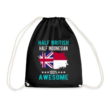 Half British Half Indonesian - Drawstring Bag - black - Front