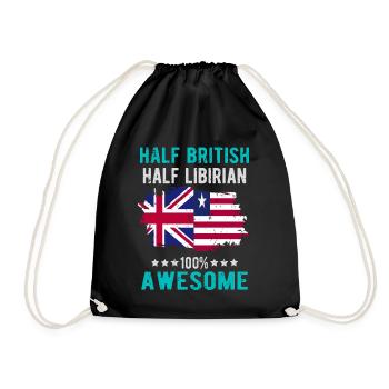 Half British Half Libyan - Drawstring Bag - black - Front