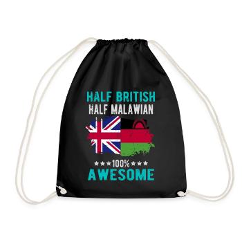 Half British Half Malawi - Drawstring Bag - black - Front