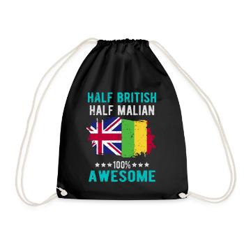Half British Half Malians - Drawstring Bag - black - Front