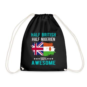 Half British Half Nigrer - Drawstring Bag - black - Front